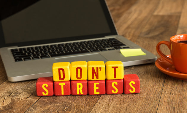Image with the message of not taking stress at workplace