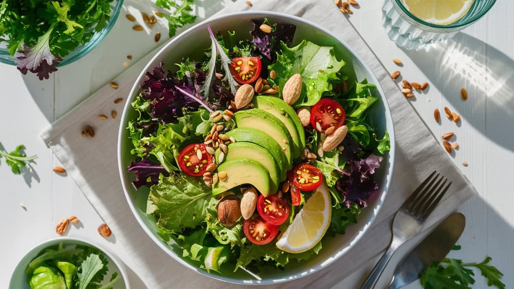 A,Vibrant,And,Healthy,Salad,Featuring,Fresh,Greens,,Cherry,Tomatoes,