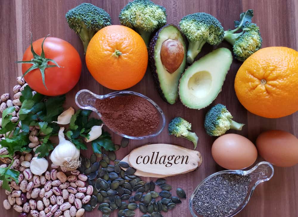 Collagen,Boosting,Foods:,Broccoli,,Avocado,,Beans,,Tomato,,Orange,,Garlic,,Pumpkin