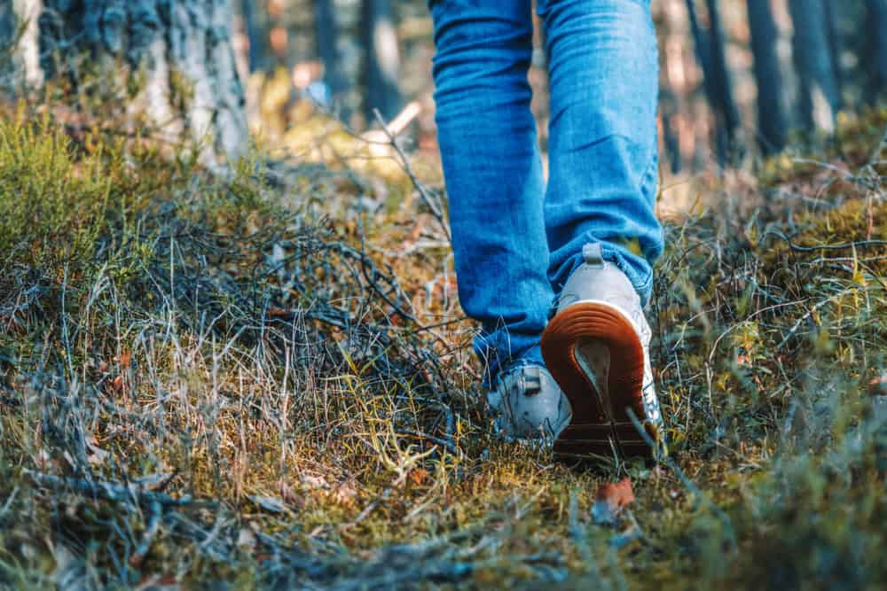 Legs,Of,A,Traveler,Walking,Through,The,Grass,In,The