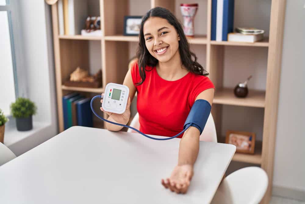 showing blood pressure monitor
