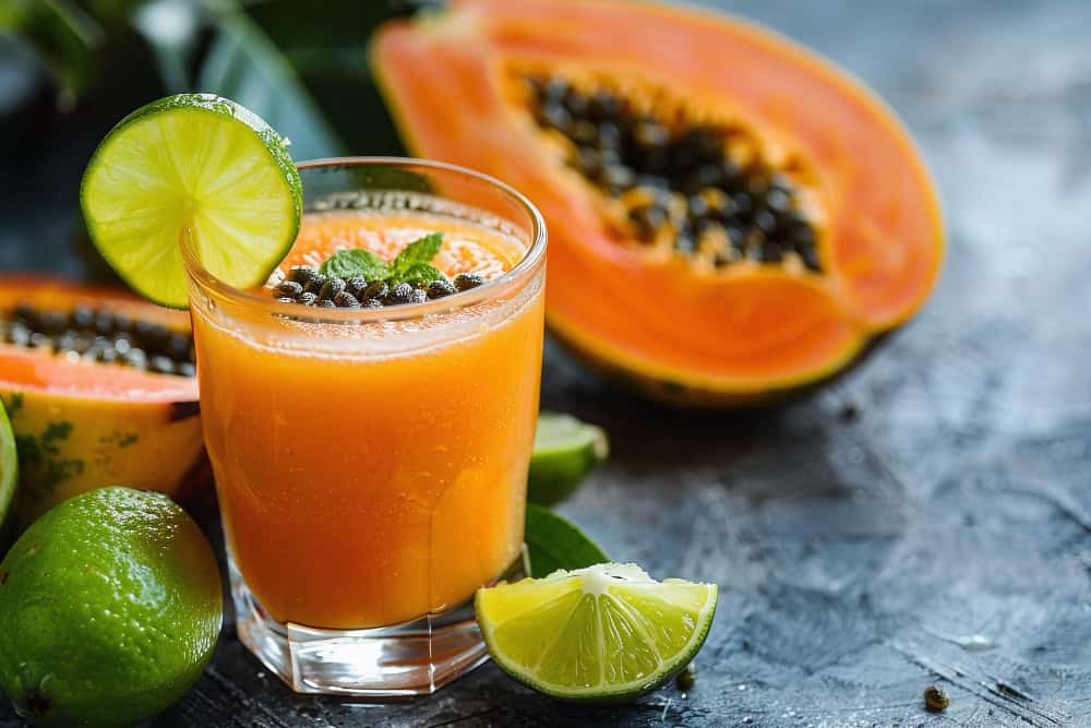 papaya, ginger, lime smoothie