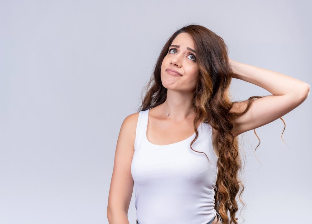 hair, girl, thinking