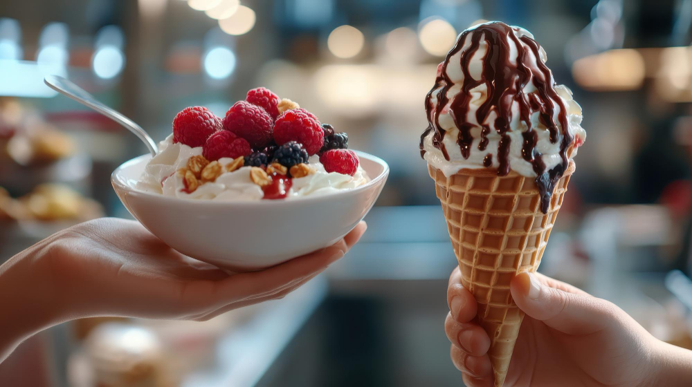frozen yogurt vs. ice cream