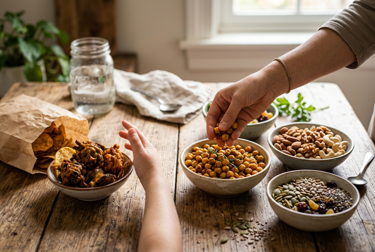 fried snacks, nuts