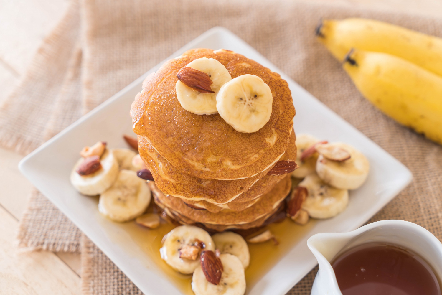 Banana, Peanut Butter and Oat Pancakes 